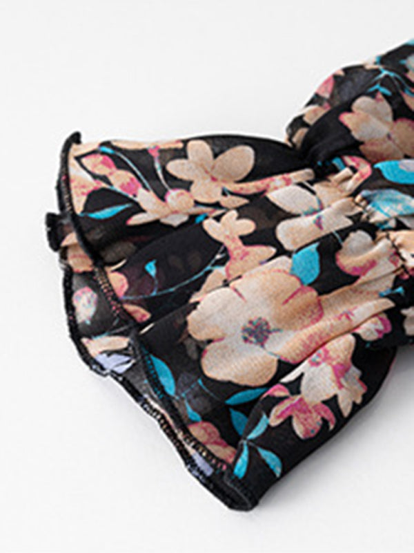 Plant print ruffled shirt
