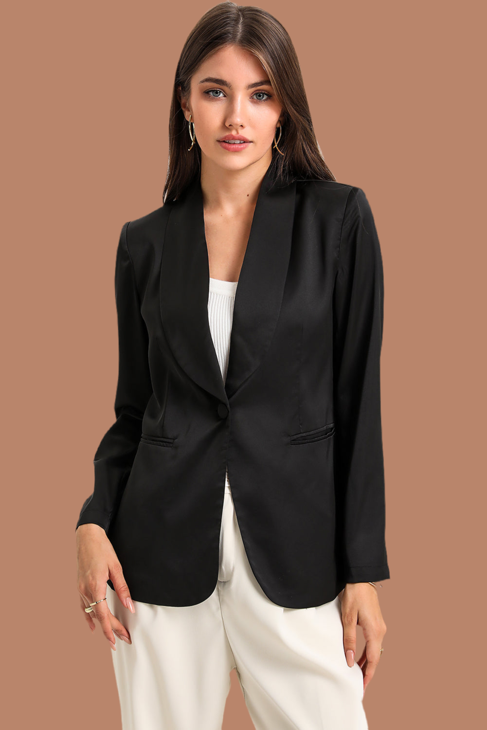 Long Sleeve Shawl Collar Blazer