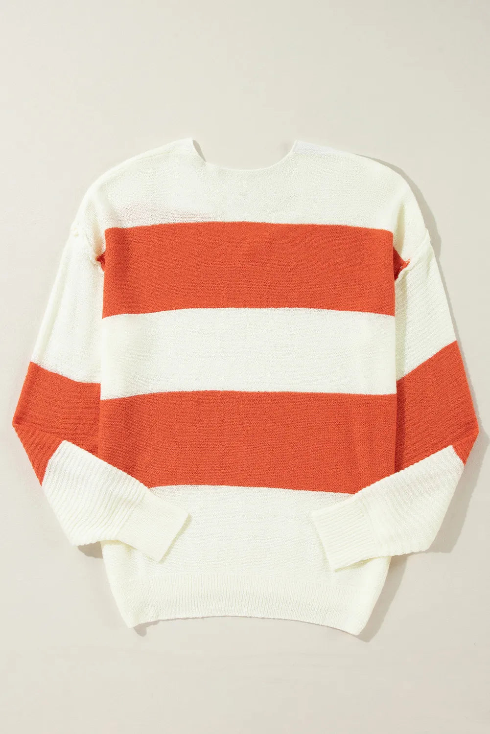 Color Block Dropped Shoulder V-Neck Sweater