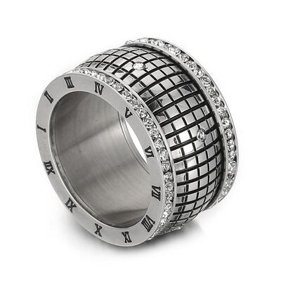 Inlaid Rhinestone Stainless Steel Ring