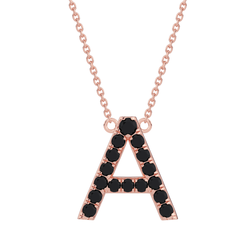 Black Diamond Initial Necklace