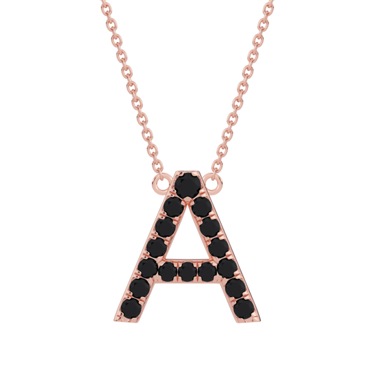 Black Diamond Initial Necklace