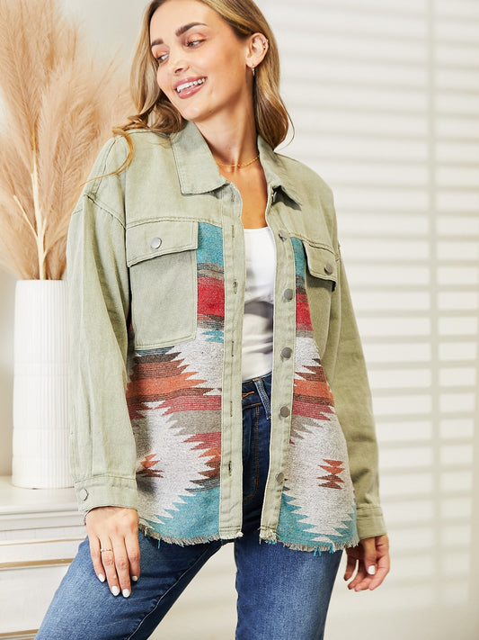 Long Sleeve Aztec Denim Jacket